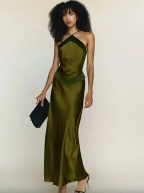 pernille silk dress reformation Reformation Pernille Sleeveless V-Neck Silk Maxi Dress